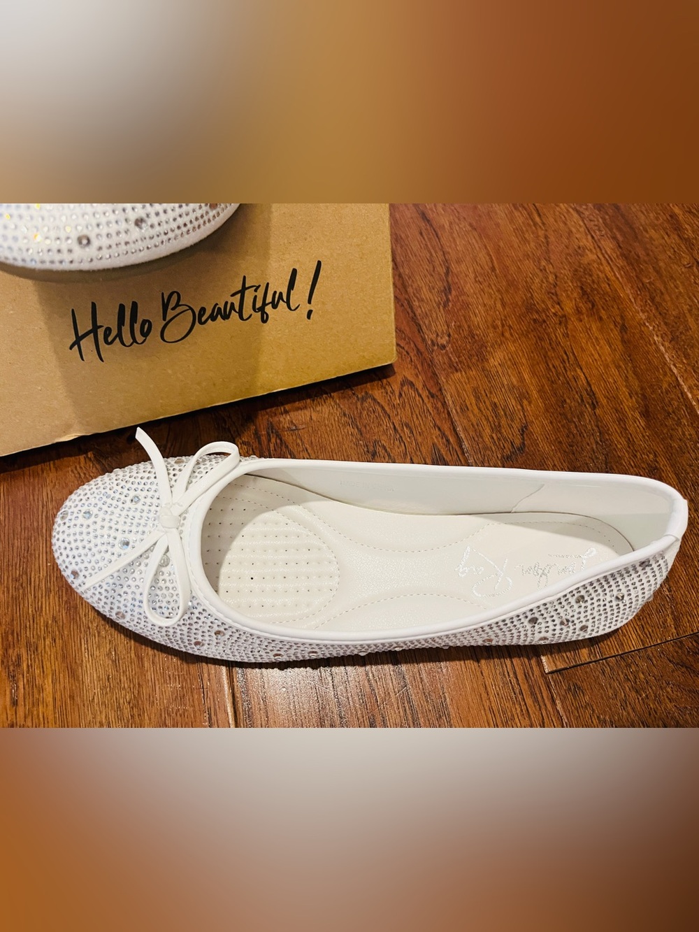 London Rag White Rhinestone Ballet Flats - Picture 3 of 4